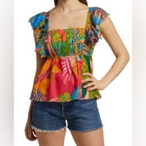 Farm Rio sleeveless tie back top.